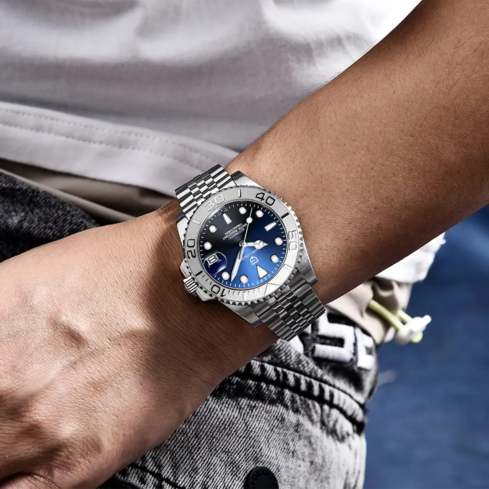 Cascadia 40 watch displayed with hiking gear