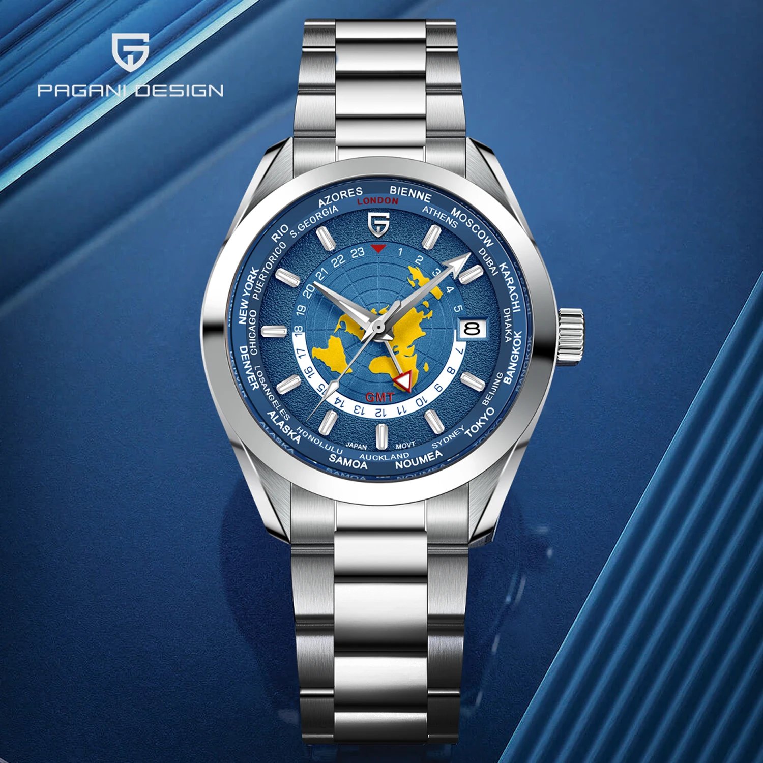 2024 New PAGANI DESIGN GMT Men's Watches NH34A Mechanical Watch For Men Automatic Wristwatch Luminous Dial Sapphire Reloj Hombre