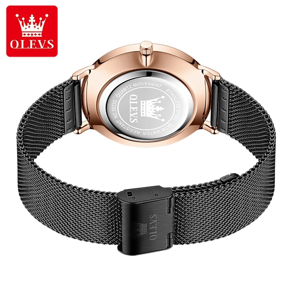 OLEVS 5623 Original Man Watch Ultra Thin Simple Mesh Steel Strap Quartz Watches for Men Auto Date Waterproof Luminous Mens Watch