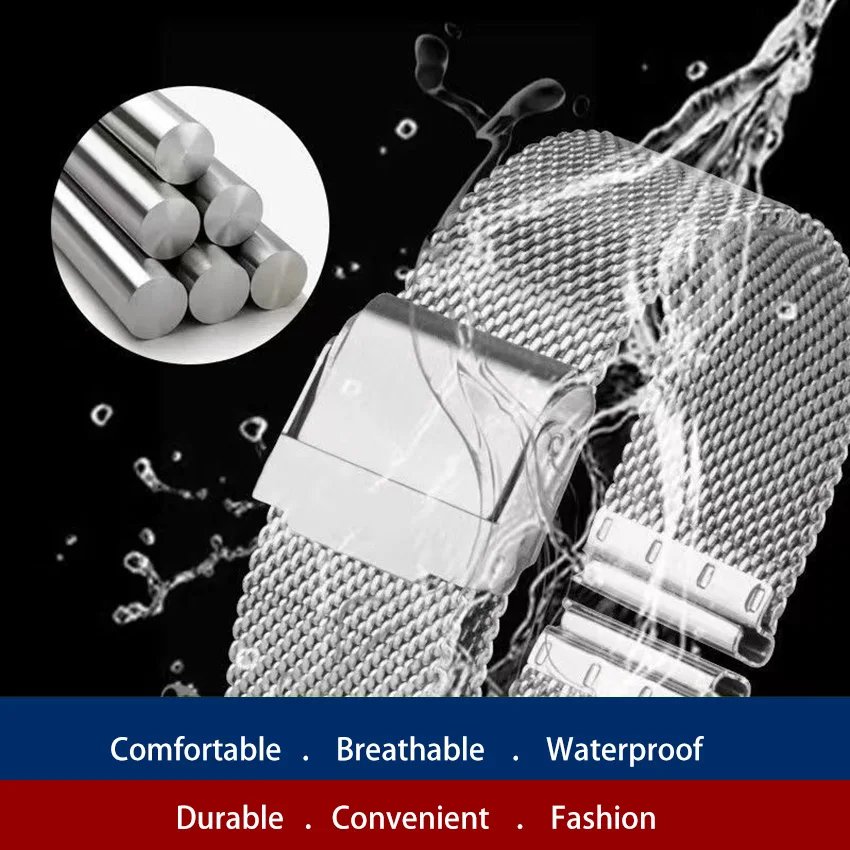 Milan Stainless Steel Mesh Watch Band , 8/10/12/13/14/15/16/17/18/19/20/21/22/24mm, Quick Release Watch Straps for Mens Women