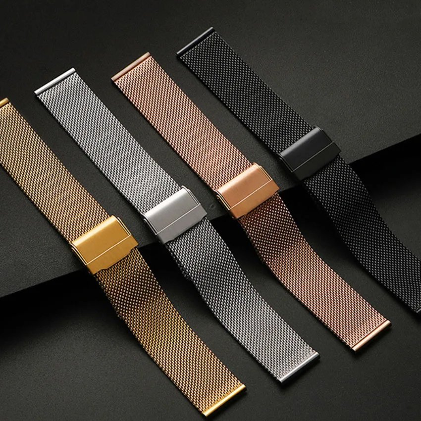 Milan Stainless Steel Mesh Watch Band , 8/10/12/13/14/15/16/17/18/19/20/21/22/24mm, Quick Release Watch Straps for Mens Women