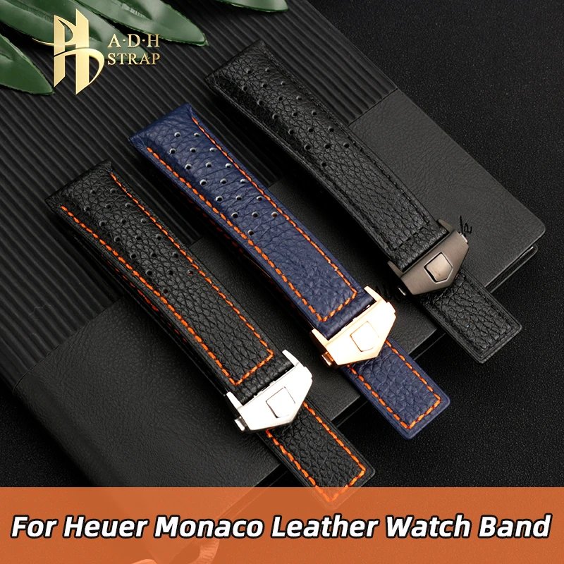 Men's Genuine Leather Watch with Accessories For Tag Heuer Monaco Watchband CAW211M 211P CAW211R 211T Strap 22mm Breathable Soft