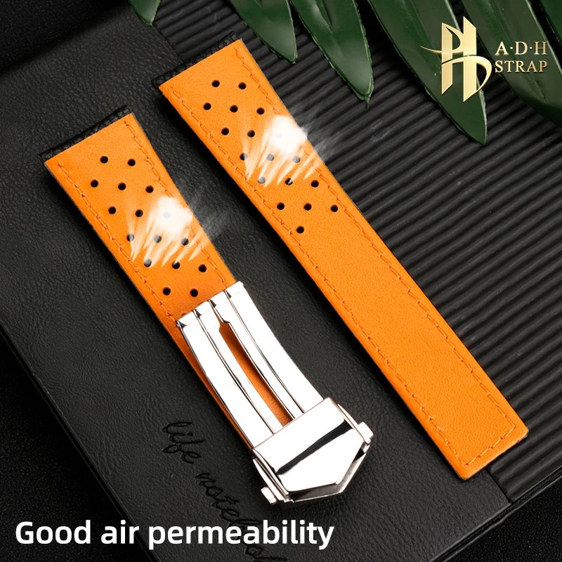 Men's Genuine Leather Watch with Accessories For Tag Heuer Monaco Watchband CAW211M 211P CAW211R 211T Strap 22mm Breathable Soft