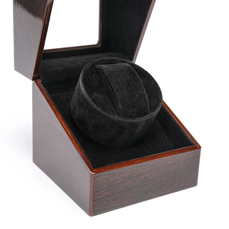 Embers Luxry Single Watch Winder Battery Wooden Shaker Watch Box Automatic Winder Glass Storage Case Mabuchi Motro
