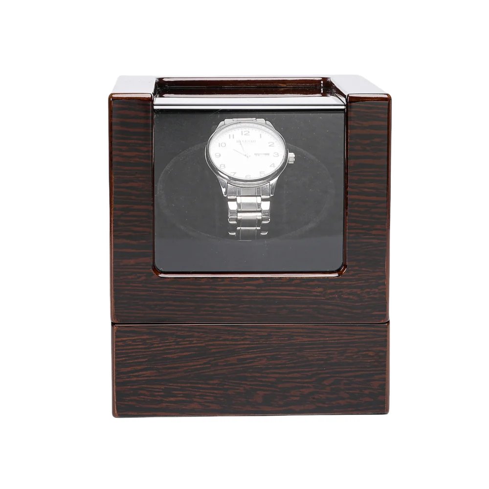 Embers Luxry Single Watch Winder Battery Wooden Shaker Watch Box Automatic Winder Glass Storage Case Mabuchi Motro