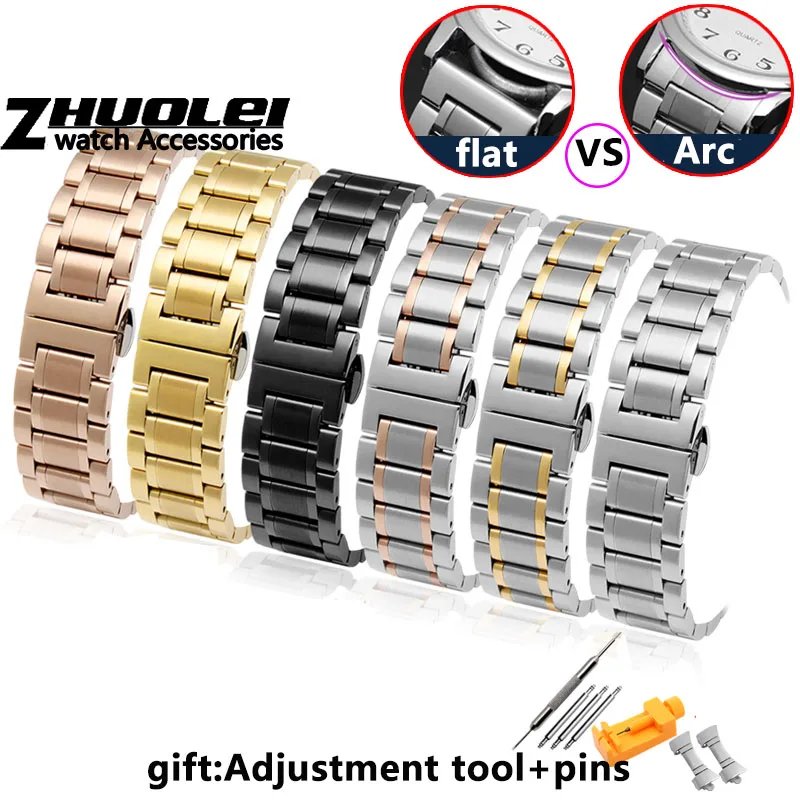 watch bracelet For any brand wristband stainless steel 14 15 16 17 18 19 20 21 22 23 24mm with Curved strap accessories bands