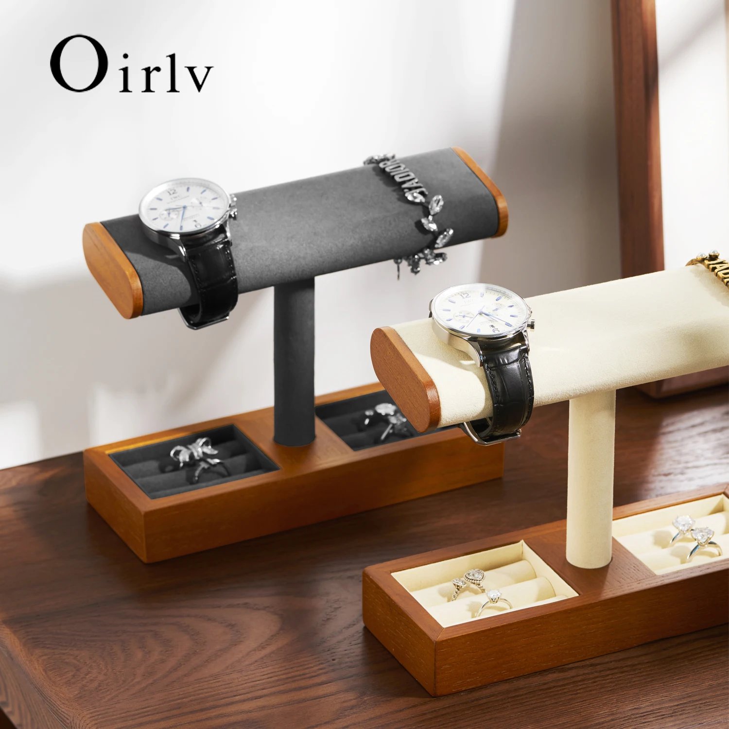 Oirlv Wooden Jewelry Organizer Watch Display Stand Necklace Bracelet Rings Storage Rack Jewelry T-bar Holder Showcase Props Oirlv Wooden Jewelry Organizer Watch Display Stand Necklace Bracelet Rings Storage Rack Jewelry T-bar Holder Showcase Props