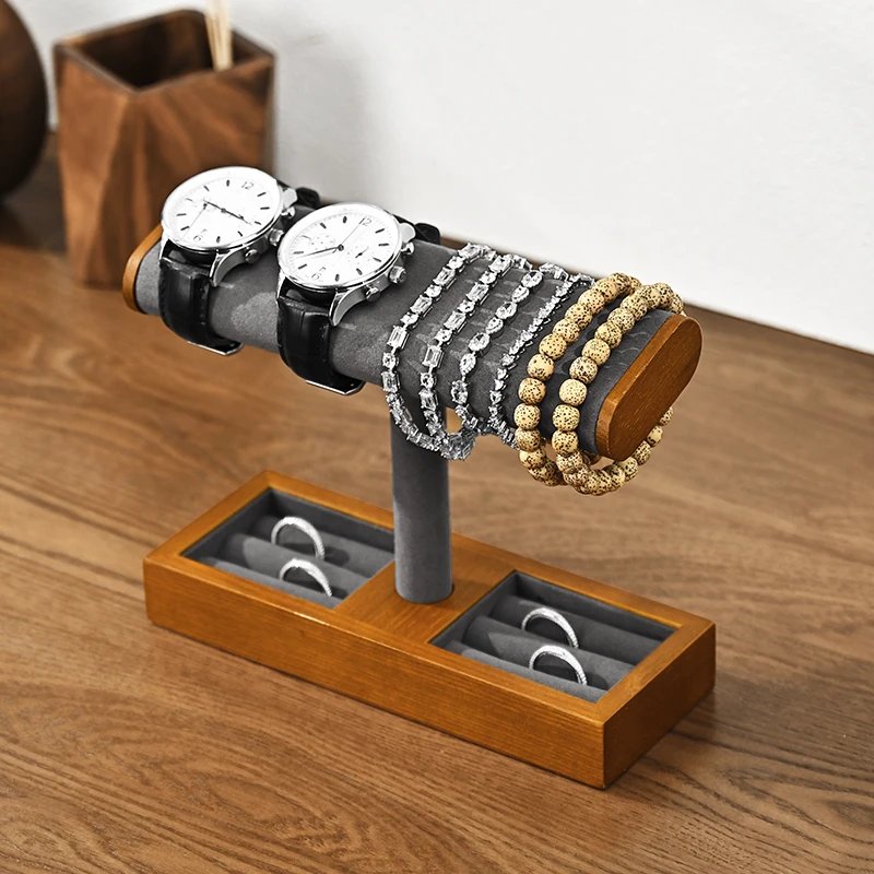 Oirlv Wooden Jewelry Organizer Watch Display Stand Necklace Bracelet Rings Storage Rack Jewelry T-bar Holder Showcase Props Oirlv Wooden Jewelry Organizer Watch Display Stand Necklace Bracelet Rings Storage Rack Jewelry T-bar Holder Showcase Props