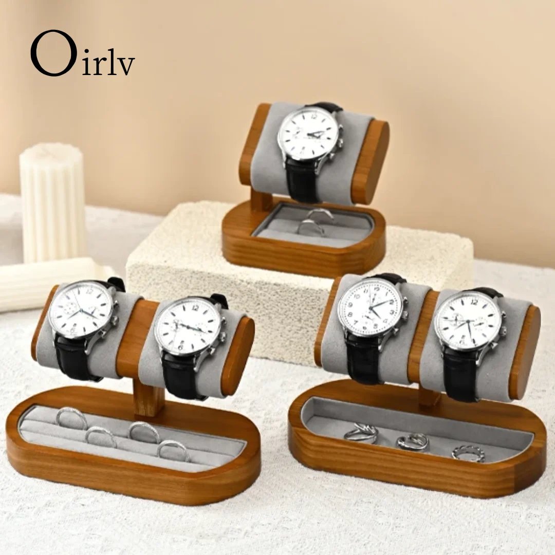 Oirlv Retro Solid Wooden Watch Holder Bracelet Bangle Rack Watch Display Stand Storage Jewelry Organizer Retail Shop Showcase