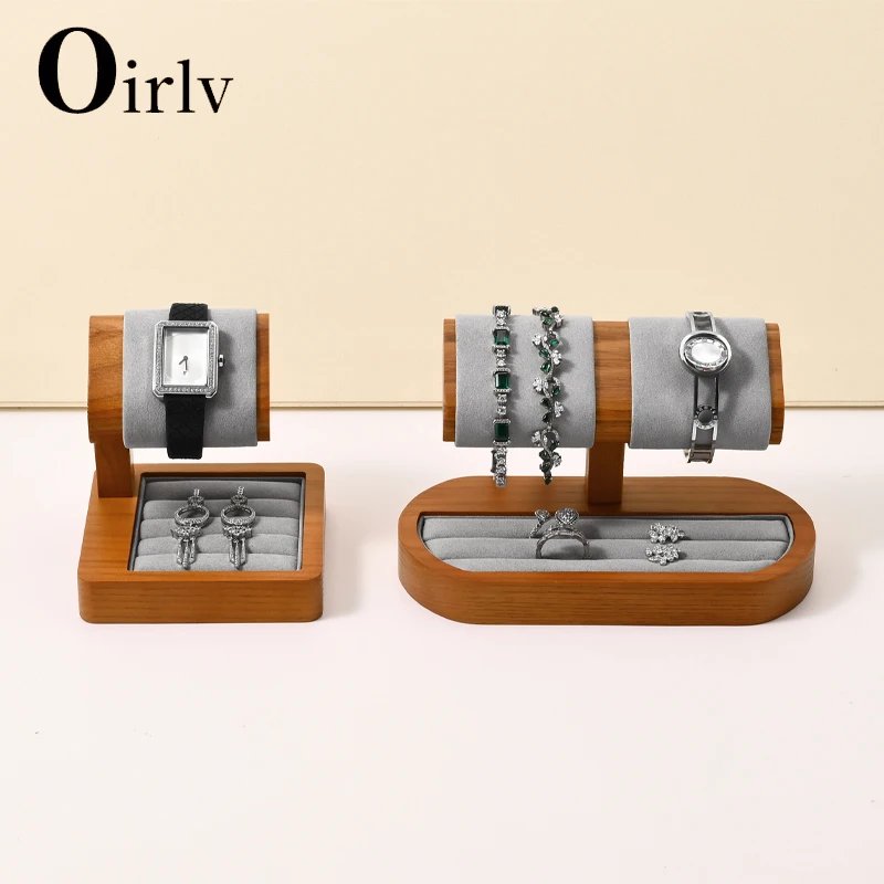 Oirlv New Retro Wood Watch Bracelet Bangle Display Holder Stand Rack Retail Shop Showcase Brazaletes Jewelry Rack Wooden Props