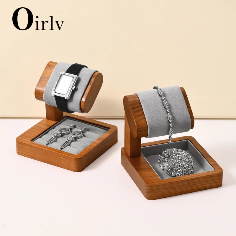 Oirlv New Retro Wood Watch Bracelet Bangle Display Holder Stand Rack Retail Shop Showcase Brazaletes Jewelry Rack Wooden Props