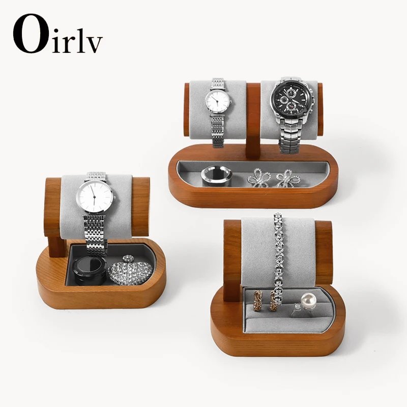 Oirlv New Retro Wood Watch Bracelet Bangle Display Holder Stand Rack Retail Shop Showcase Brazaletes Jewelry Rack Wooden Props