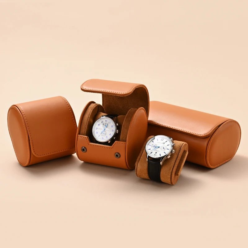 Oirlv 3-Slot Watch Roll Travel Case Portable Vintage Leather Watch Display Case Watch Storage Box Watch Organizers of Men Gift