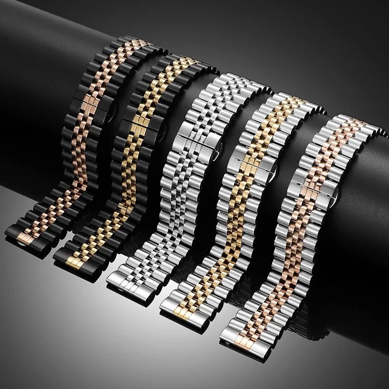 20mm 22mm Stainless Steel Watchband Metal Folding Watch Buckle Watch Band Strap Bracelet Watch Accessories with Tool