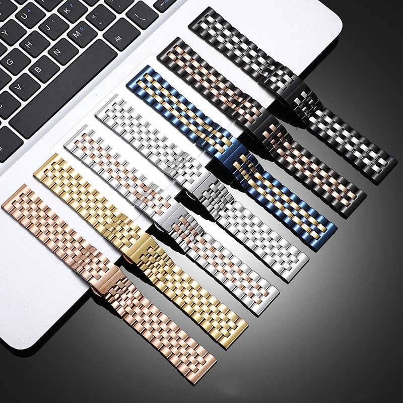 20mm 22mm Stainless Steel Watchband Metal Folding Watch Buckle Watch Band Strap Bracelet Watch Accessories with Tool