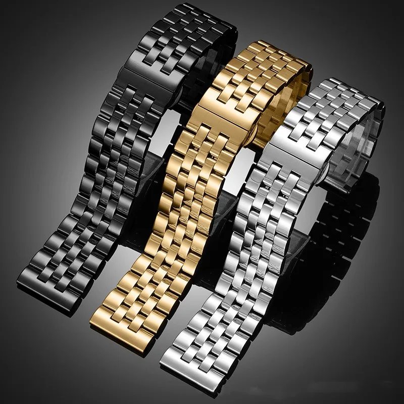20mm 22mm Stainless Steel Watchband Metal Folding Watch Buckle Watch Band Strap Bracelet Watch Accessories with Tool