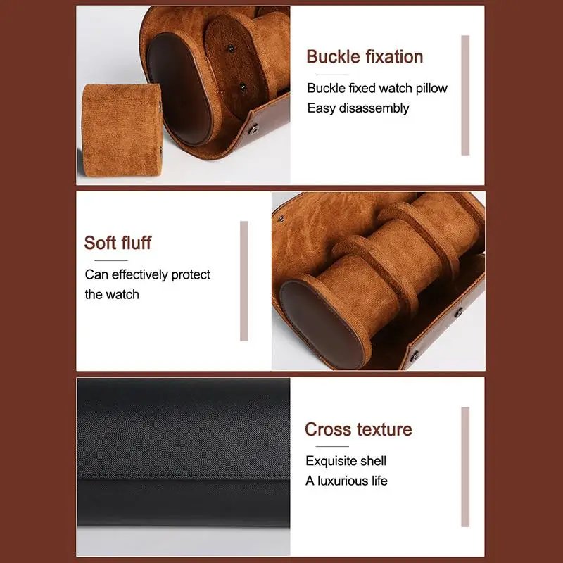 Luxury Watch Box - 1/2/3 Slot PU Leather Watch Case Velvet Display Holder with Soft Lining Business Travel Organizer