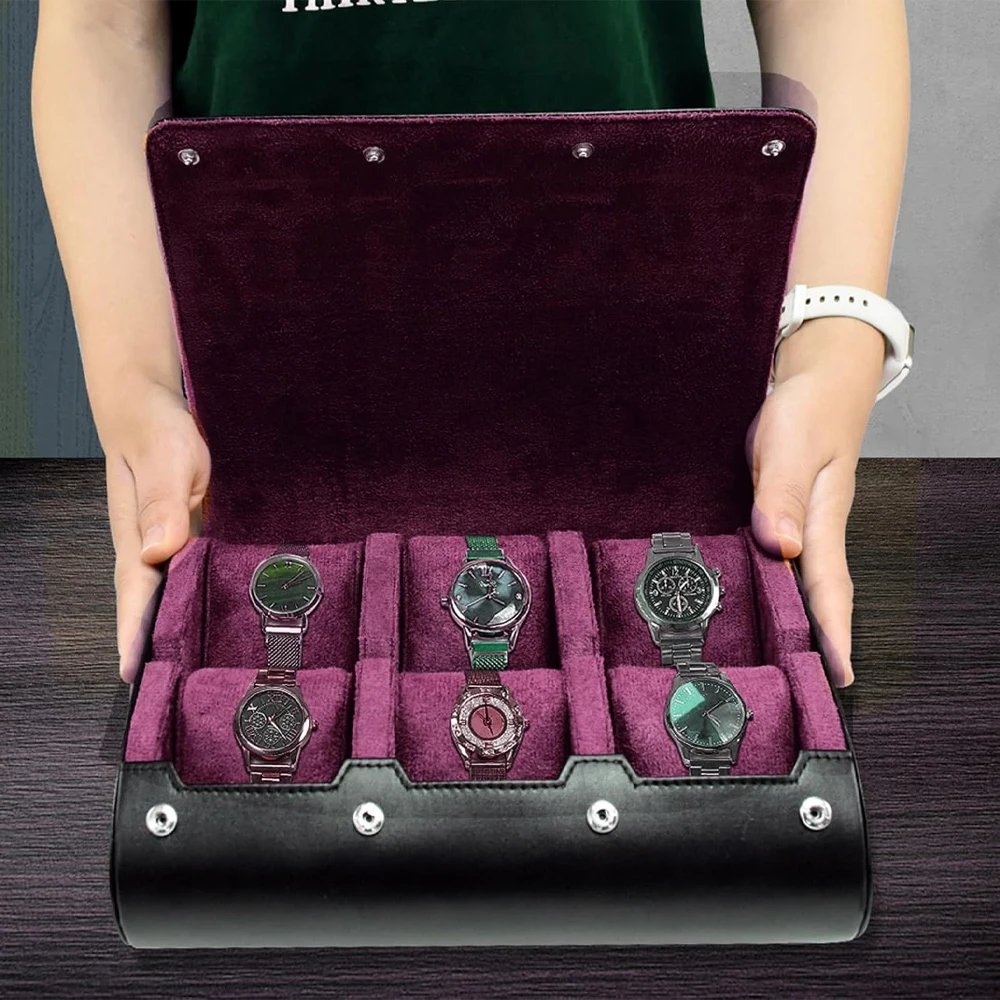 Watch Travel Case - for Men - for Women -New Watch Roll Travel Case Organizer Display - Watch Case - 6 Slots Watch Box Organizer