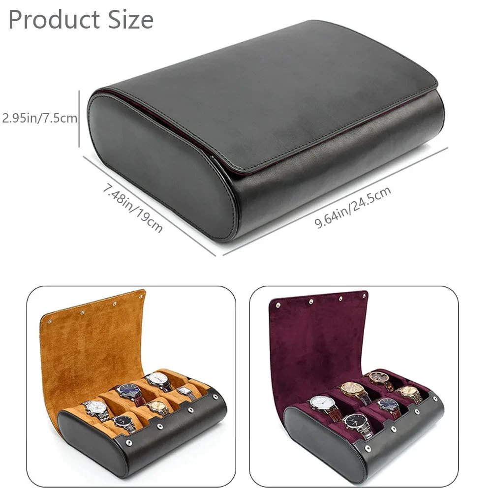 Watch Travel Case - for Men - for Women -New Watch Roll Travel Case Organizer Display - Watch Case - 6 Slots Watch Box Organizer