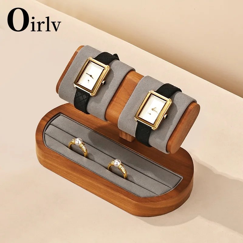 Oirlv T Shaped Fashion Wood Watch Display Stand with Microfiber Jewelry Organizer Rack Bracelet Ring Storage Watch Holder New