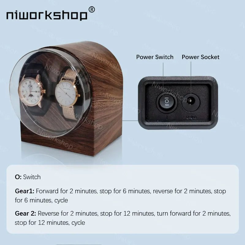 1pc Niworkshop Automatic Watch Winder, 2 Slots Watch Storage Case with Quiet Motor, Soft Pillows for Men’s And Women’s Watches 1pc Niworkshop Automatic Watch Winder, 2 Slots Watch Storage Case with Quiet Motor, Soft Pillows for Men's And Women's Watches
