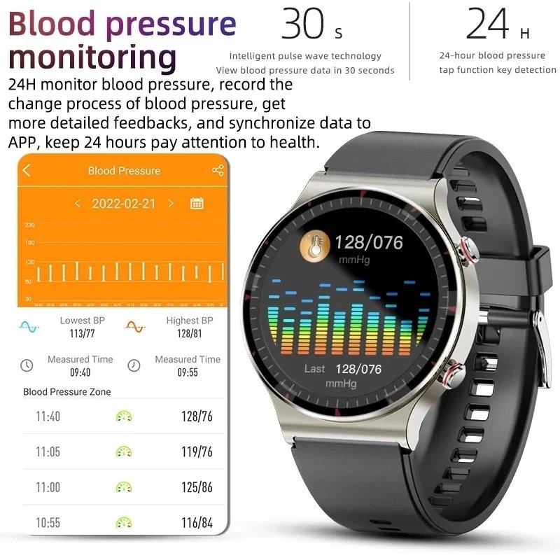 Accurate Measure ECG+PPG Smart Watch Men Healthy Monitoring Blood Pressure Body Temperature Sport Smartwatch For Android IOS