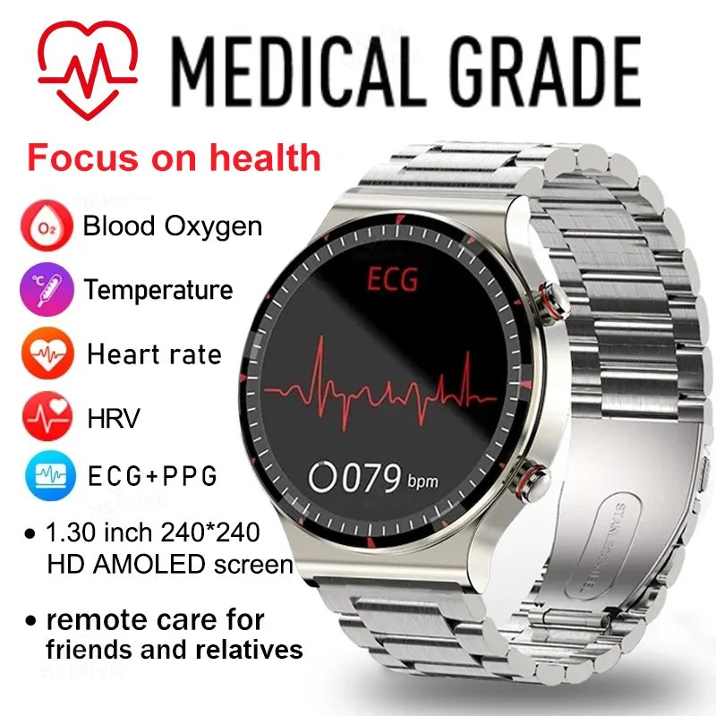 Accurate Measure ECG+PPG Smart Watch Men Healthy Monitoring Blood Pressure Body Temperature Sport Smartwatch For Android IOS