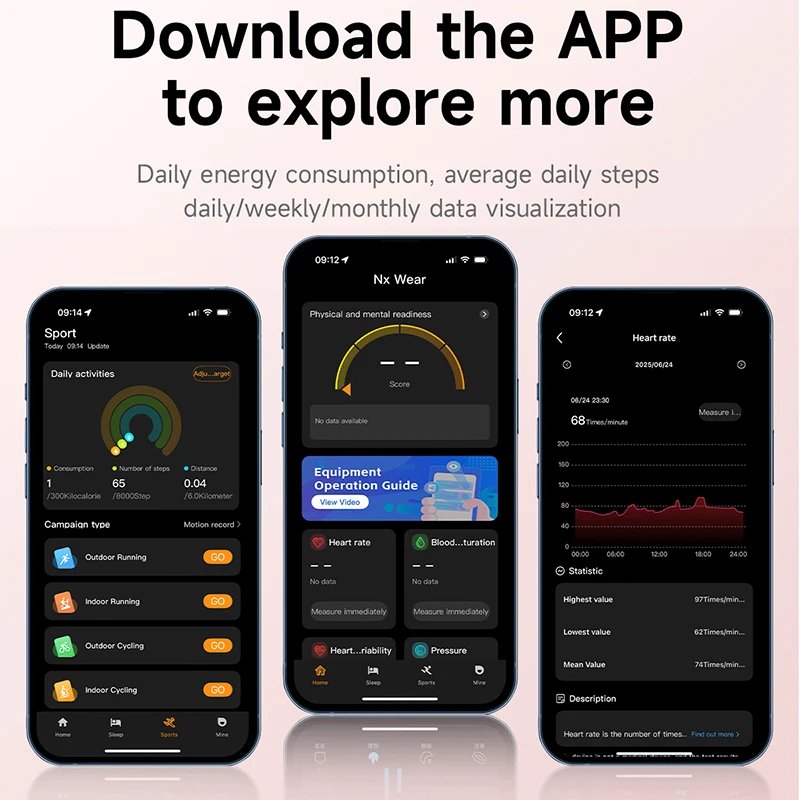 New Health Smart Bracelet Men Women Fitness Sports Band Stress Test HRV Monitor Waterproof Pedometer Smart Watch for Android iOS