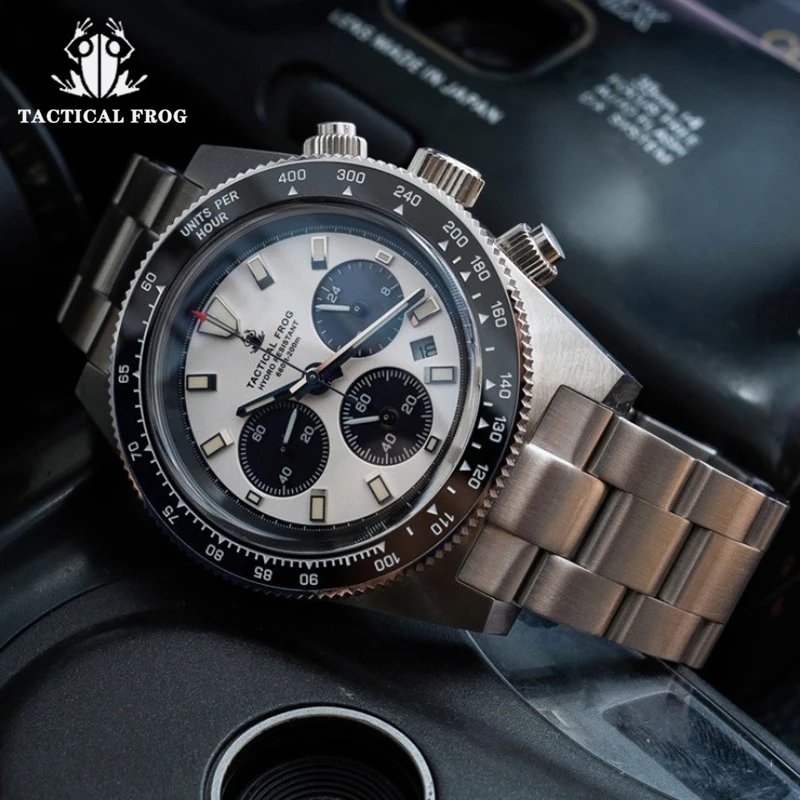 Tactical Frog 41mm Men’s Chronograph Watch VS75 Solar Quartz Movement Waterproof Sapphire Green C3 Luminous Quartz Wristwatch Tactical Frog 41mm Men's Chronograph Watch VS75 Solar Quartz Movement Waterproof Sapphire Green C3 Luminous Quartz Wristwatch