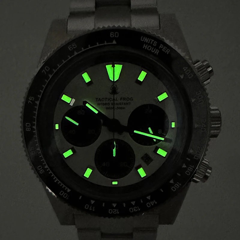 Tactical Frog 41mm Men’s Chronograph Watch VS75 Solar Quartz Movement Waterproof Sapphire Green C3 Luminous Quartz Wristwatch Tactical Frog 41mm Men's Chronograph Watch VS75 Solar Quartz Movement Waterproof Sapphire Green C3 Luminous Quartz Wristwatch
