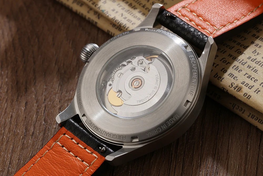 【Escapement Time】Automatic PT5000 Movement Pilot Watch withType-B or Type-A   Black Dial and 40mm Case waterproof 100M