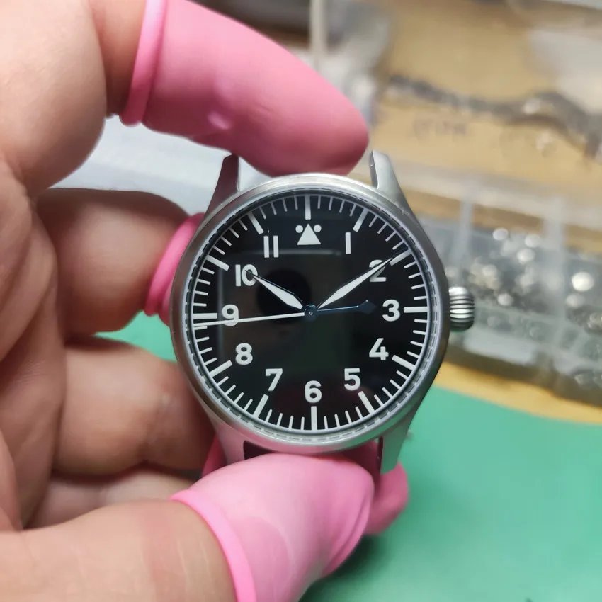 【Escapement Time】Automatic PT5000 Movement Pilot Watch withType-B or Type-A   Black Dial and 40mm Case waterproof 100M