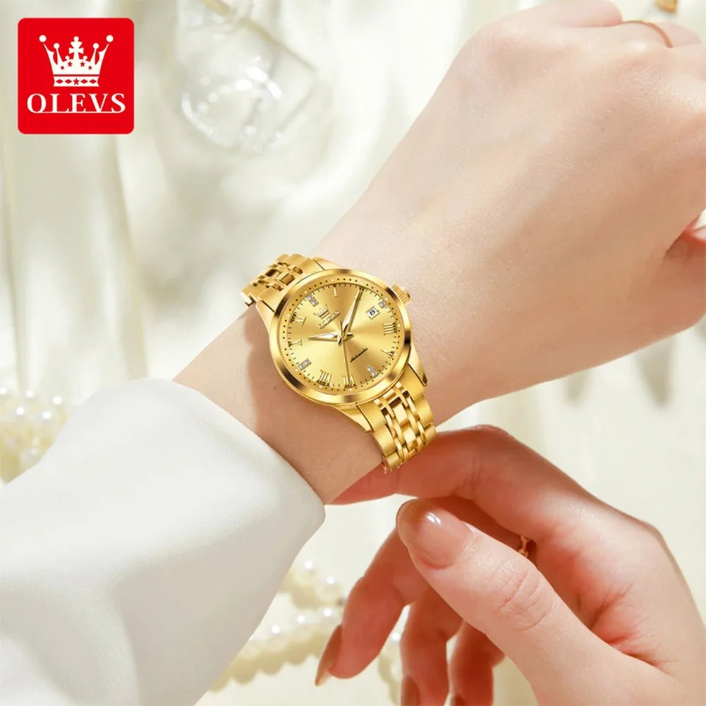 OLEVS 7062 Women's Watches Stainless Steel Luxury Ladies Waterproof Wristwatch Original Automatic Mechanical Watch for Women New