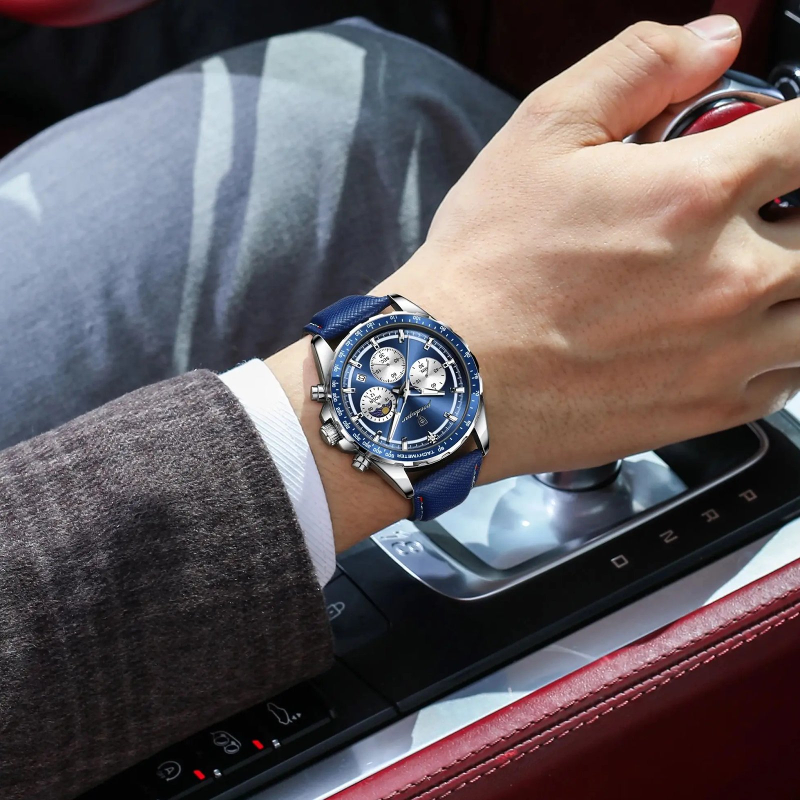 POEDAGAR Original Luxury Men Clock Fashion Luminous Waterproof Chronograph Date Watch For Man Leather Quartz Men's Watches Reloj