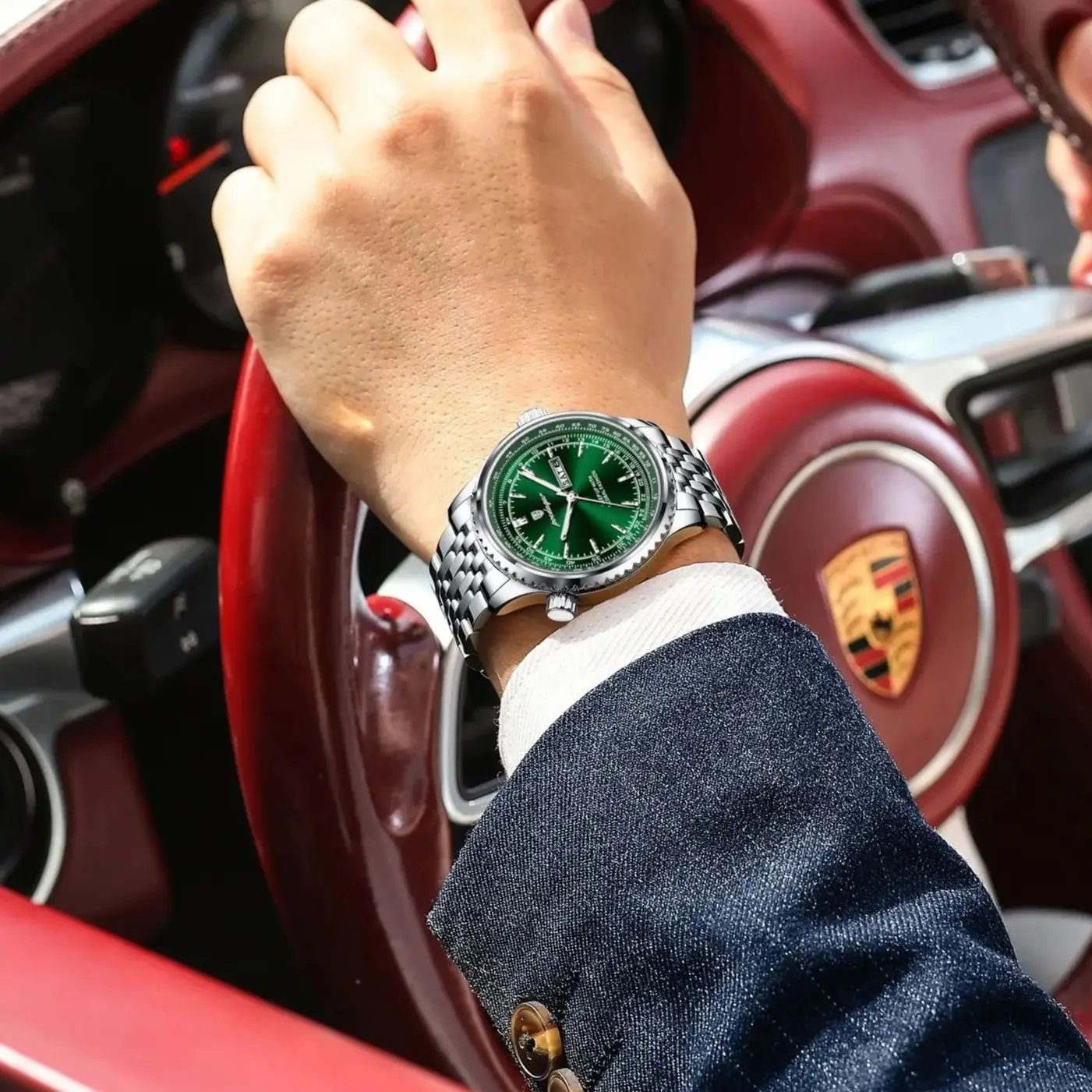 POEDAGAR Luxury Watch For Man Stainless Steel Date Week Quartz Men Clock Waterproof Luminous Military High Quality Men's Watches