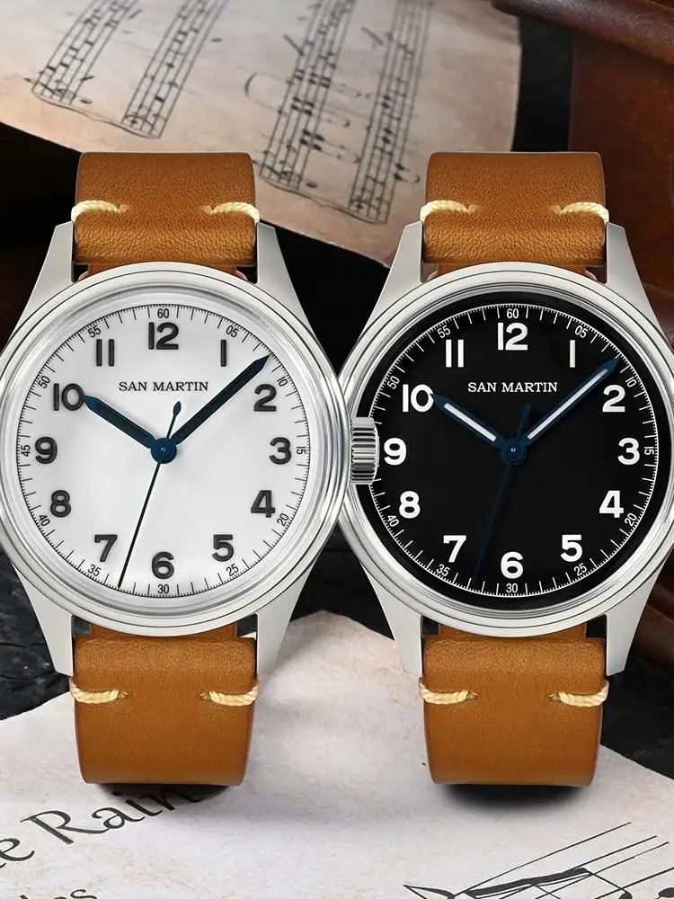 San Martin 38.5mm Niche Automatic Mechanical Wristwatche Men NH35 Military Watches Sapphire часы мужские наручные 10Bar SN0108