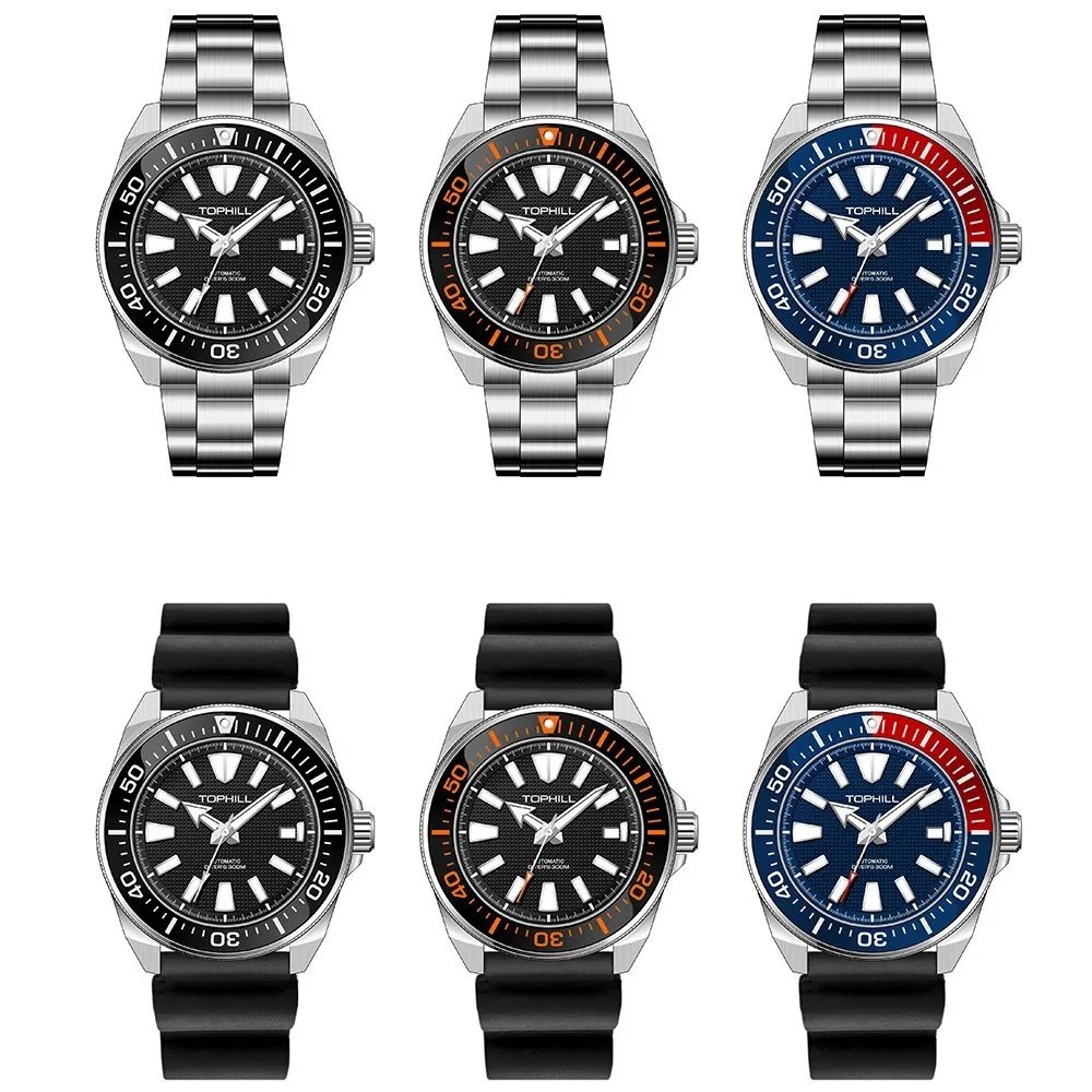 TOPHILL High Quality 30Bar Automatic Mechanical Watches Men's Diving Watch NH35 Waterproof Sapphire Super Luminous Wristwatches