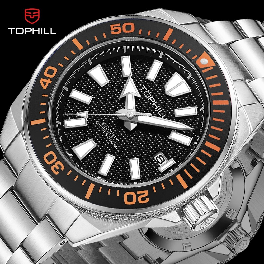 TOPHILL High Quality 30Bar Automatic Mechanical Watches Men's Diving Watch NH35 Waterproof Sapphire Super Luminous Wristwatches