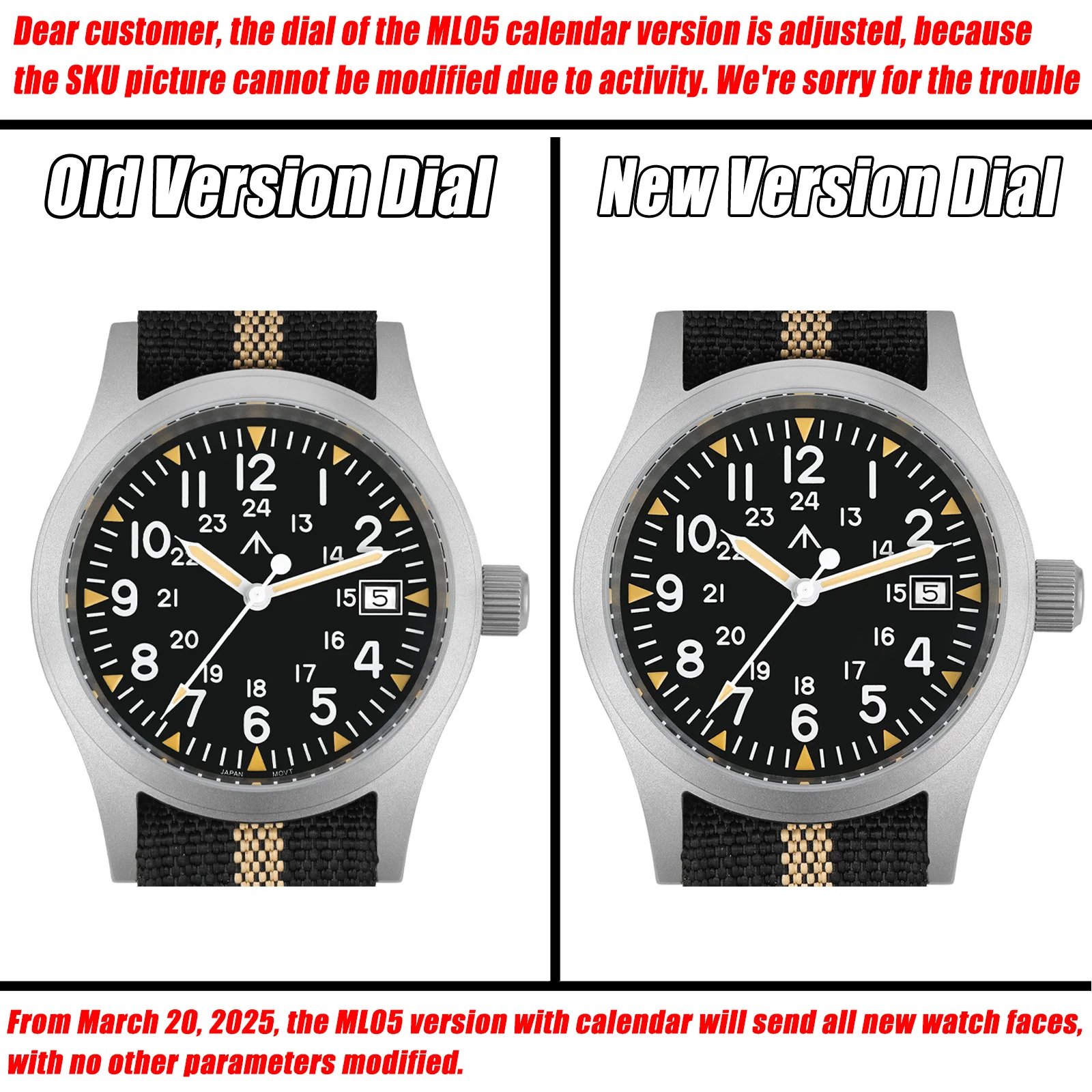 Militado ML05 Ronda 515 Movement Field Watches Domed Sapphire Crystal With High Clear AR Coating Wristwatch 38mm Vintage Watches