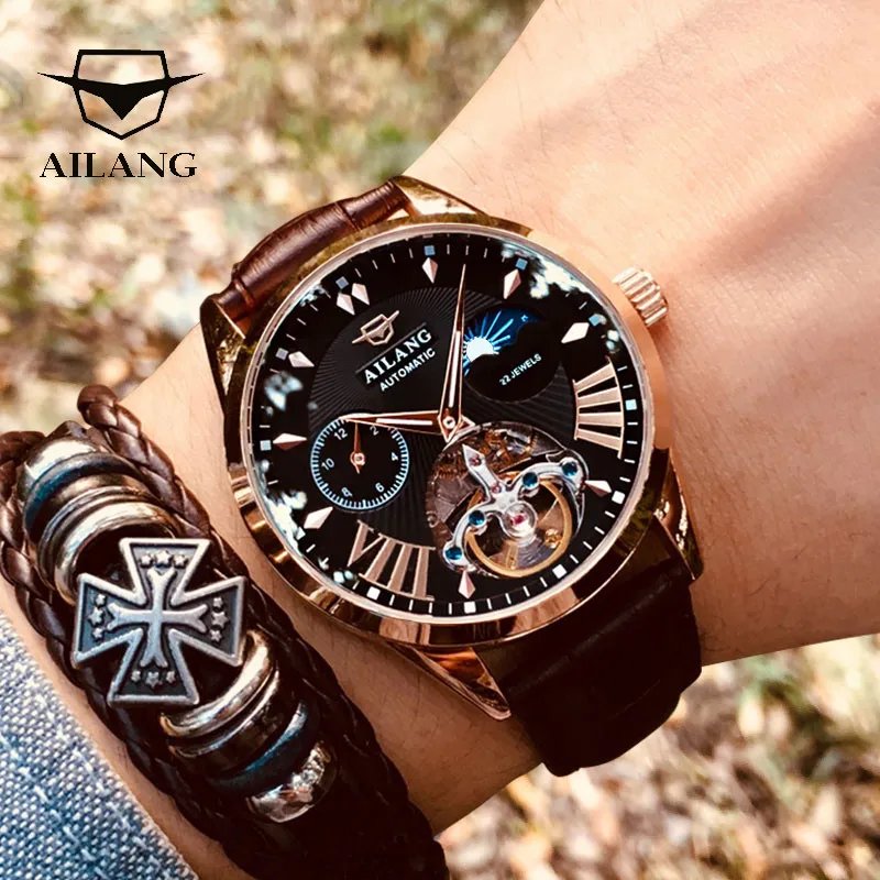 AILANG Quality Tourbillon Men’s Watch Men Moon Phase Automatic montre Diesel Watches Mechanical Transparent Steampunk Clock AILANG Quality Tourbillon Men's Watch Men Moon Phase Automatic montre Diesel Watches Mechanical Transparent Steampunk Clock