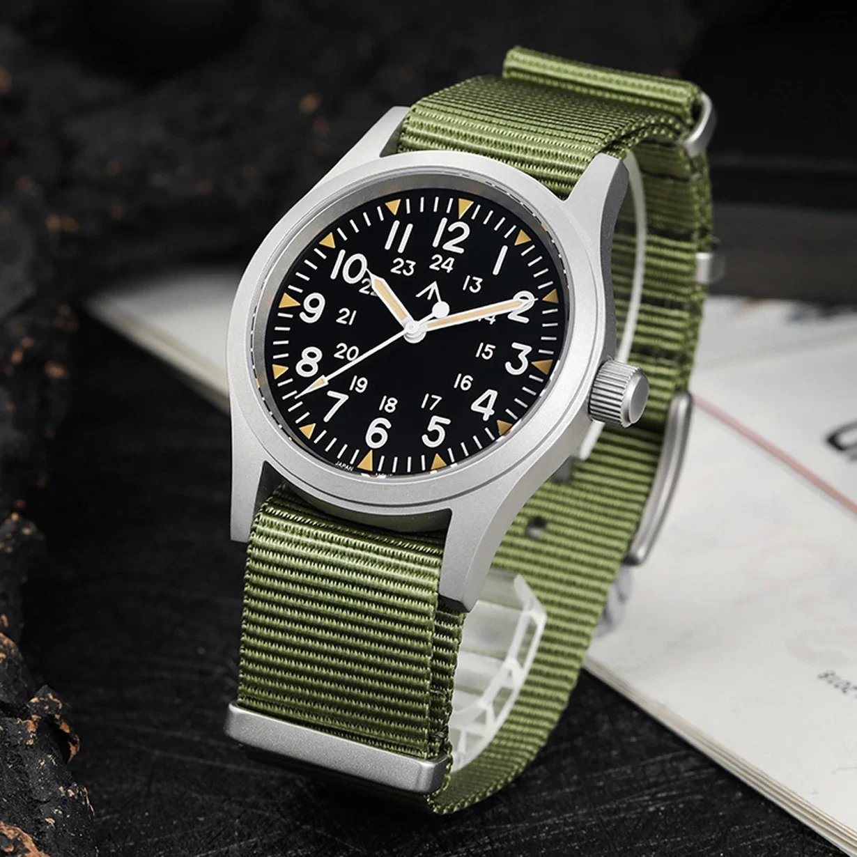 Militado ML05B Watch Miyota 2035 Movement Dome Sapphire Crystal C3 Green Glowing 10Bar Waterproof 38mm Vintage Watch