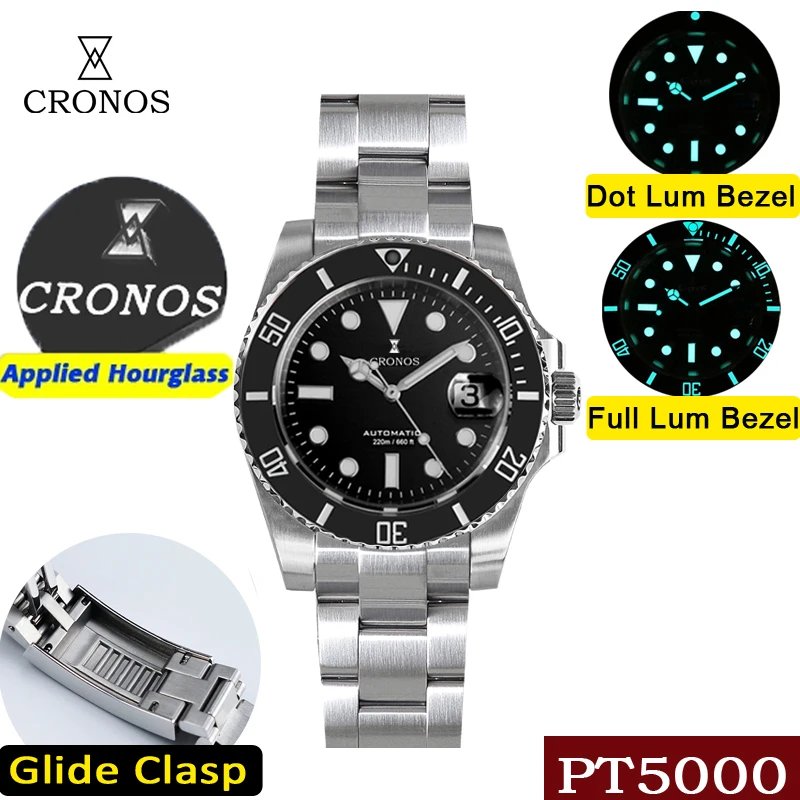 Cronos New 40mm Diver Men Watches Luxury Business PT5000 Automatic Mechanical Watch Sapphire Waterproof 200m Glideclasp L6005M Cronos New 40mm Diver Men Watches Luxury Business PT5000 Automatic Mechanical Watch Sapphire Waterproof 200m Glideclasp L6005M