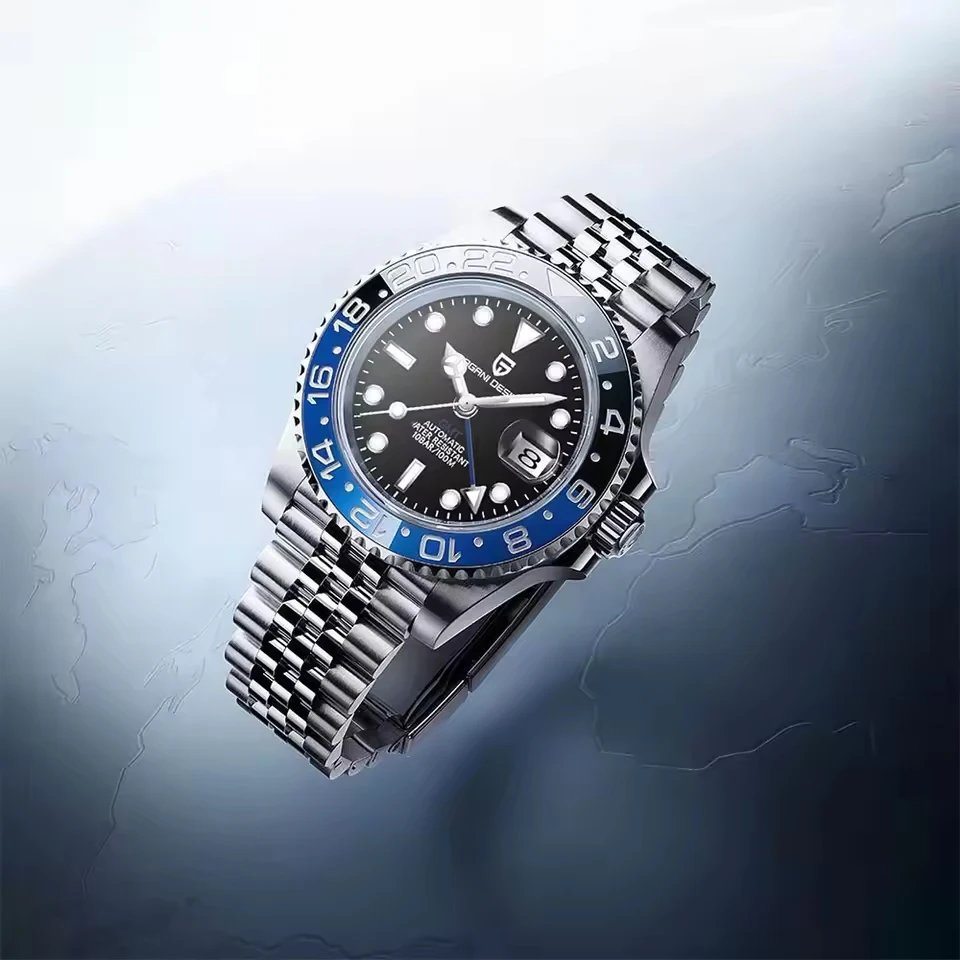 PAGANI DESIGN 40mm Automatic GMT Wristwatch Stainless Steel Waterproof Men Watch Top Brand Mechanical sports Watches Men PD-1662