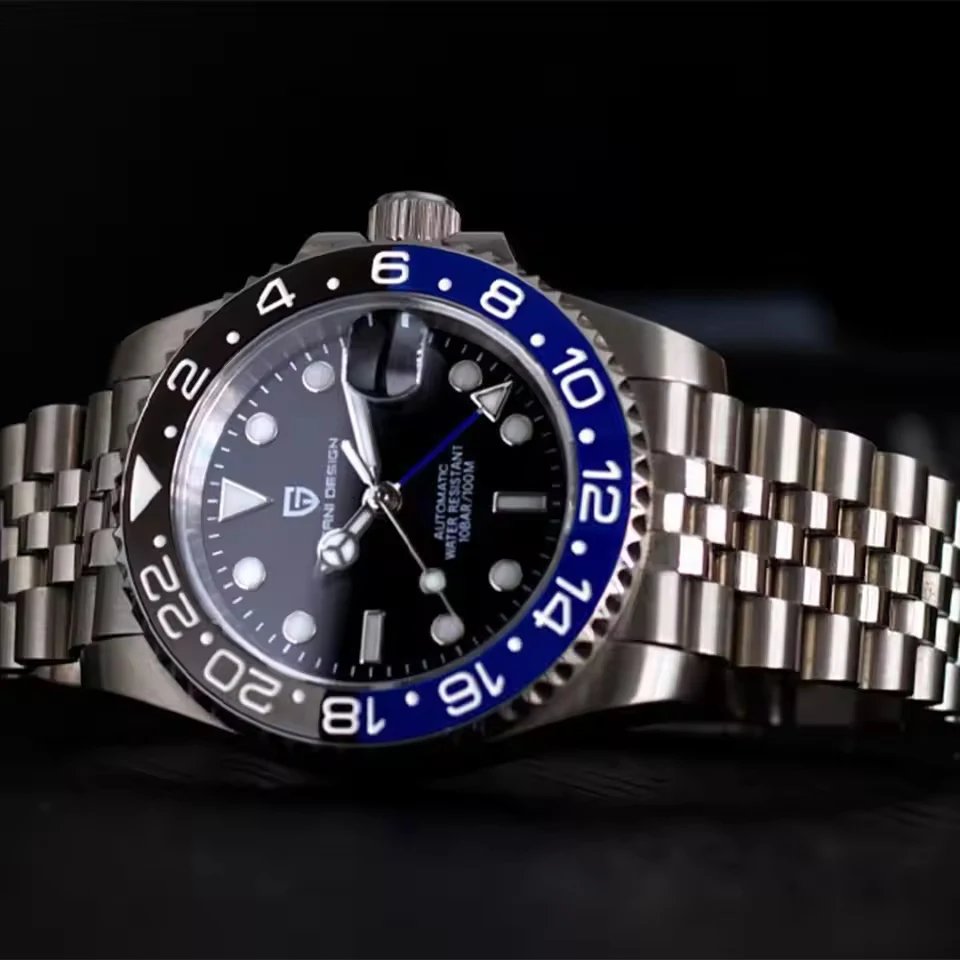 PAGANI DESIGN 40mm Automatic GMT Wristwatch Stainless Steel Waterproof Men Watch Top Brand Mechanical sports Watches Men PD-1662