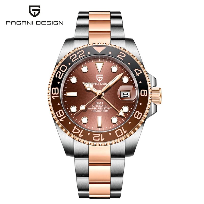 PAGANI DESIGN 40mm Automatic GMT Wristwatch Stainless Steel Waterproof Men Watch Top Brand Mechanical sports Watches Men PD-1662