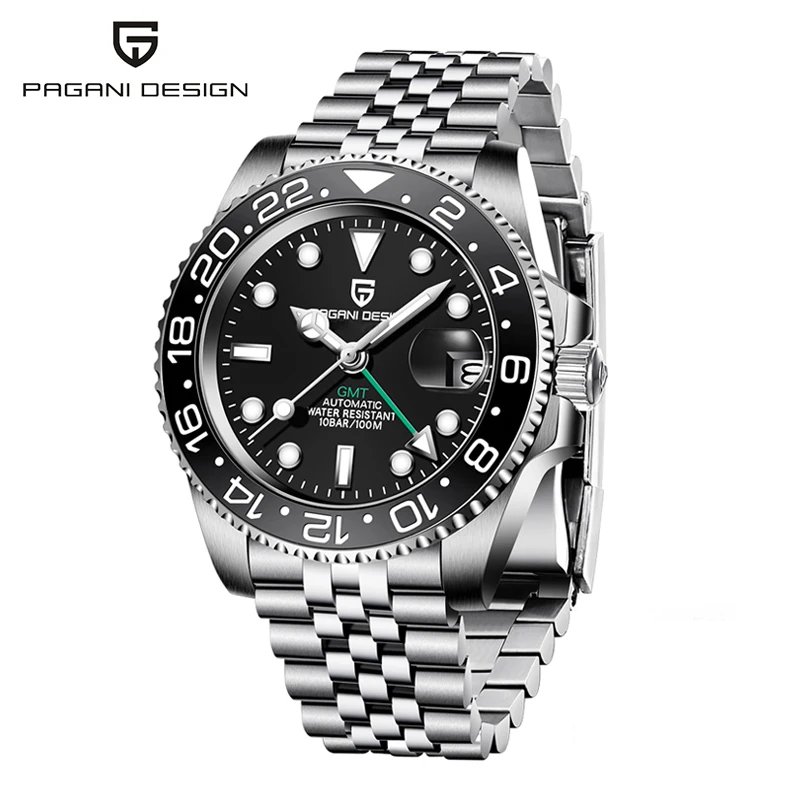 PAGANI DESIGN 40mm Automatic GMT Wristwatch Stainless Steel Waterproof Men Watch Top Brand Mechanical sports Watches Men PD-1662
