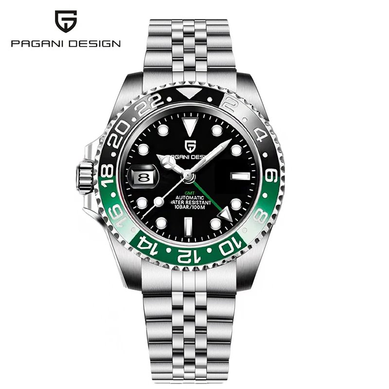 PAGANI DESIGN 40mm Automatic GMT Wristwatch Stainless Steel Waterproof Men Watch Top Brand Mechanical sports Watches Men PD-1662