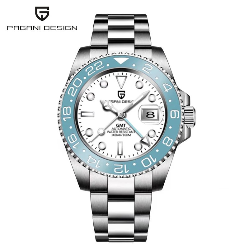 PAGANI DESIGN 40mm Automatic GMT Wristwatch Stainless Steel Waterproof Men Watch Top Brand Mechanical sports Watches Men PD-1662