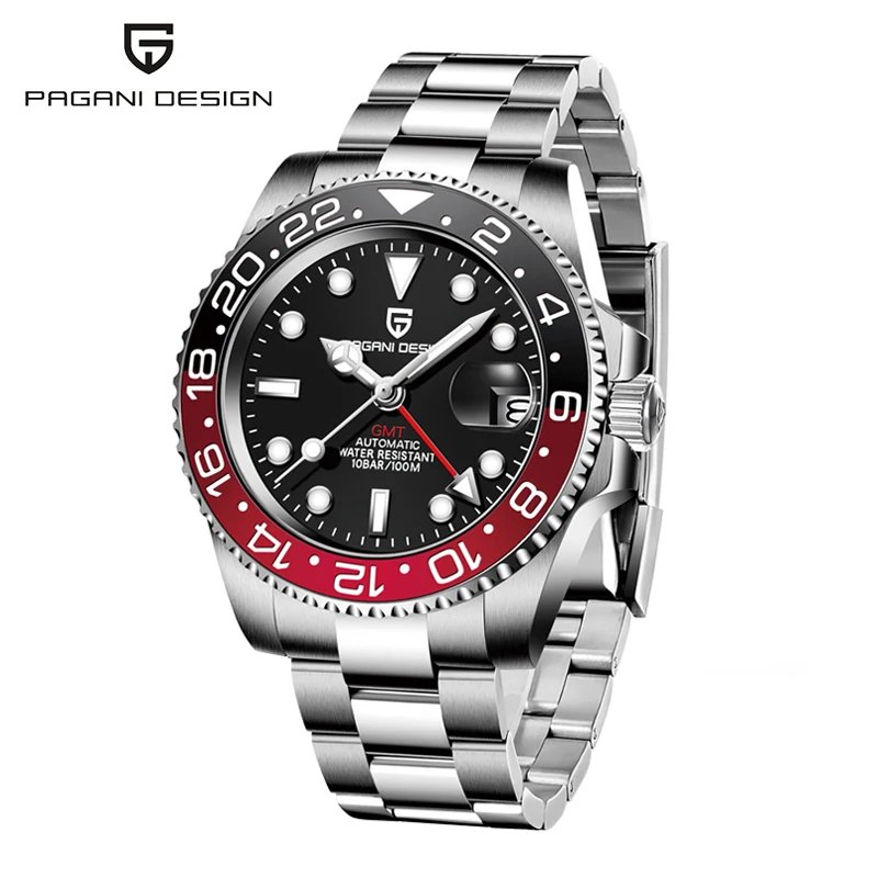 PAGANI DESIGN 40mm Automatic GMT Wristwatch Stainless Steel Waterproof Men Watch Top Brand Mechanical sports Watches Men PD-1662