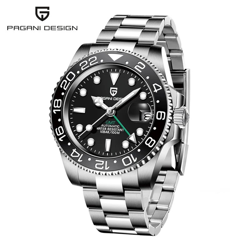 PAGANI DESIGN 40mm Automatic GMT Wristwatch Stainless Steel Waterproof Men Watch Top Brand Mechanical sports Watches Men PD-1662
